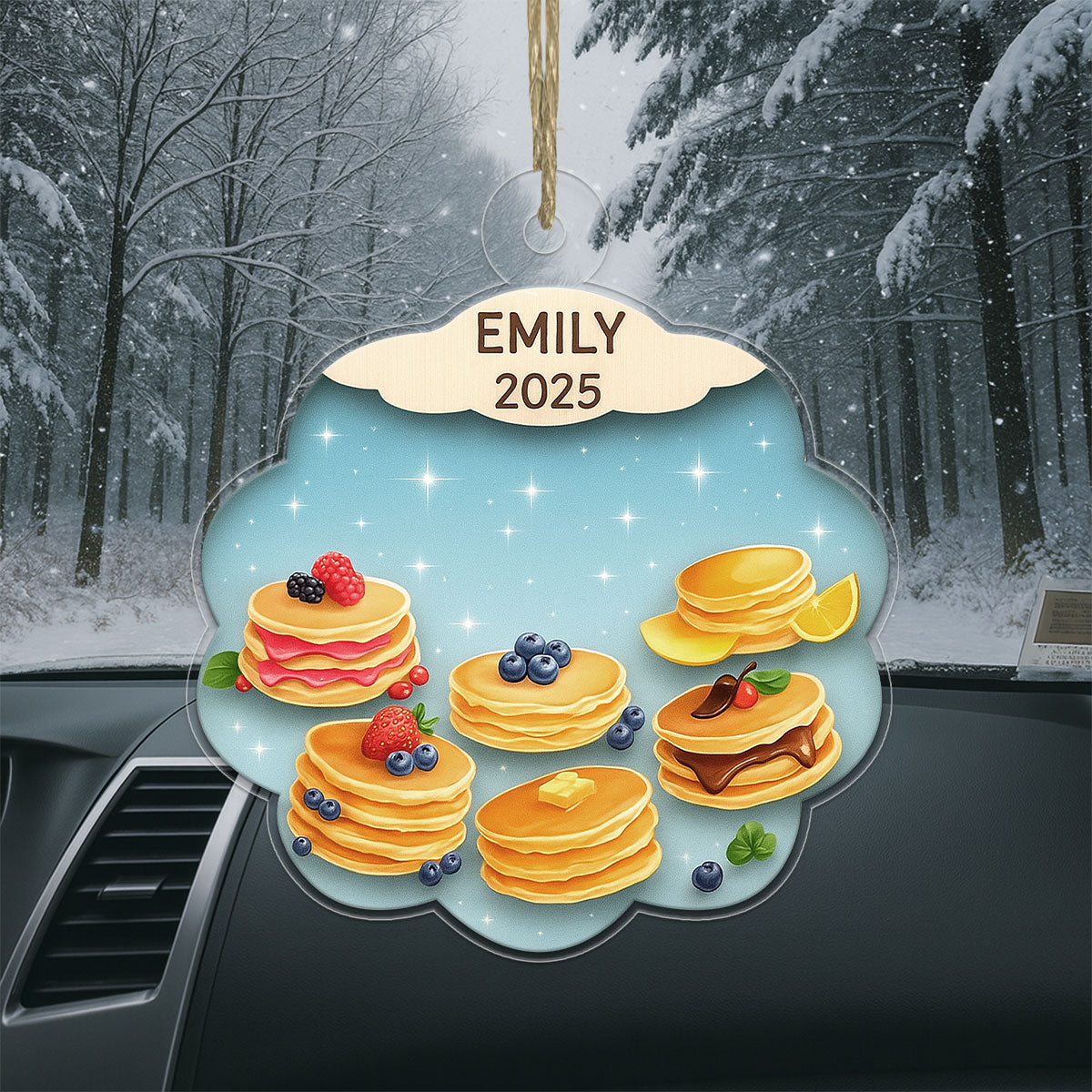 Personalized Pancakes Ornament, Custom Food Christmas Ornament, Breakfast Ornament, Gift for Pancake Lovers, Holiday Keepsake Decoration
