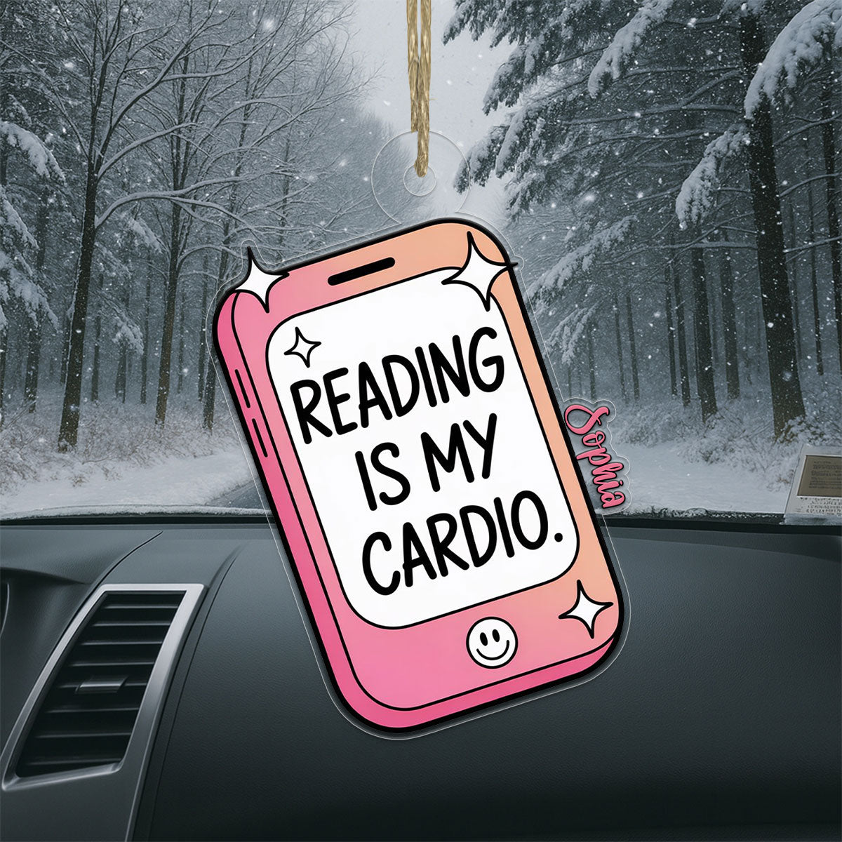 Funny Reading Is My Cardio Kindle Ornament, Personalized Bookworm Christmas Ornament, Custom Holiday Keepsake, Gift for Book Lovers