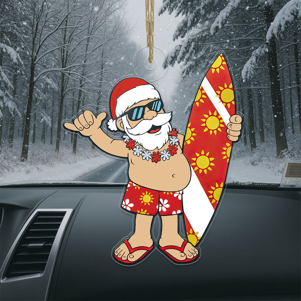 Santa Claus With His Surfboard 2 Acrylic Ornament Christmas Gift