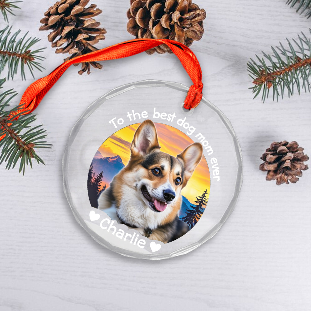 Custom Photo To the Best Pet Parent Ever – Round Glass Ornament