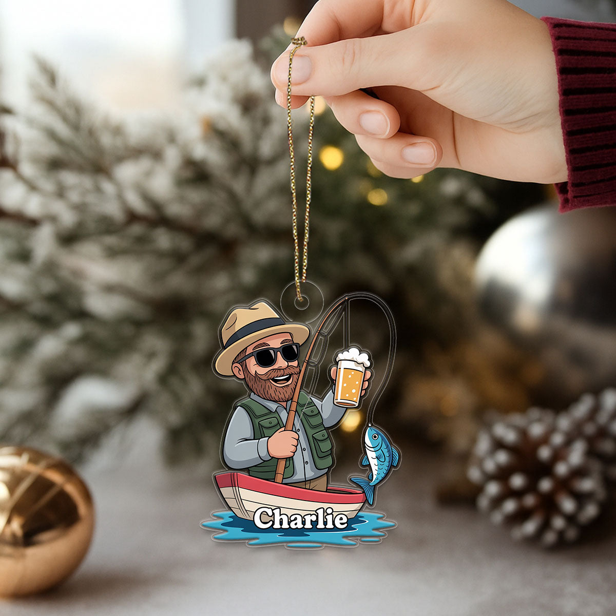 Caricature Fisherman2 Acrylic Ornament Christmas Gift