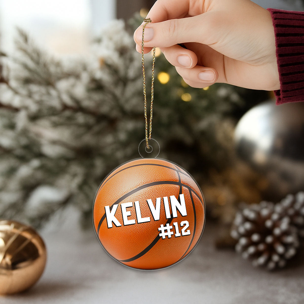 Custom Name And Number Basketball Xmas Acrylic Ornament Christmas Gift