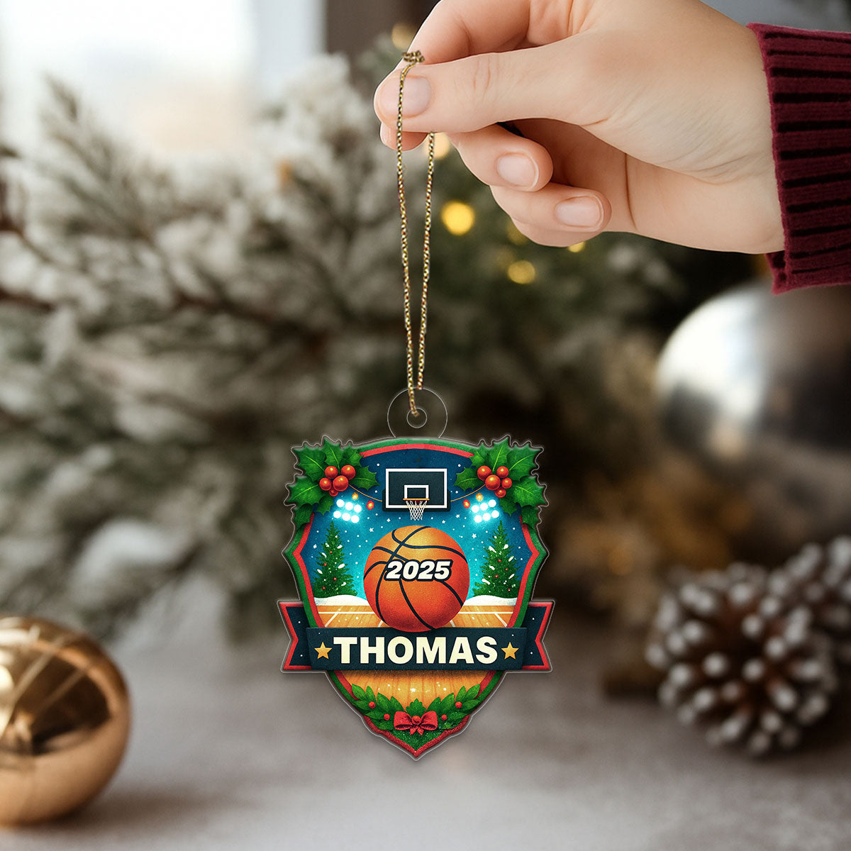 Custom Name Basketball Xmas Acrylic Ornament Christmas Gift