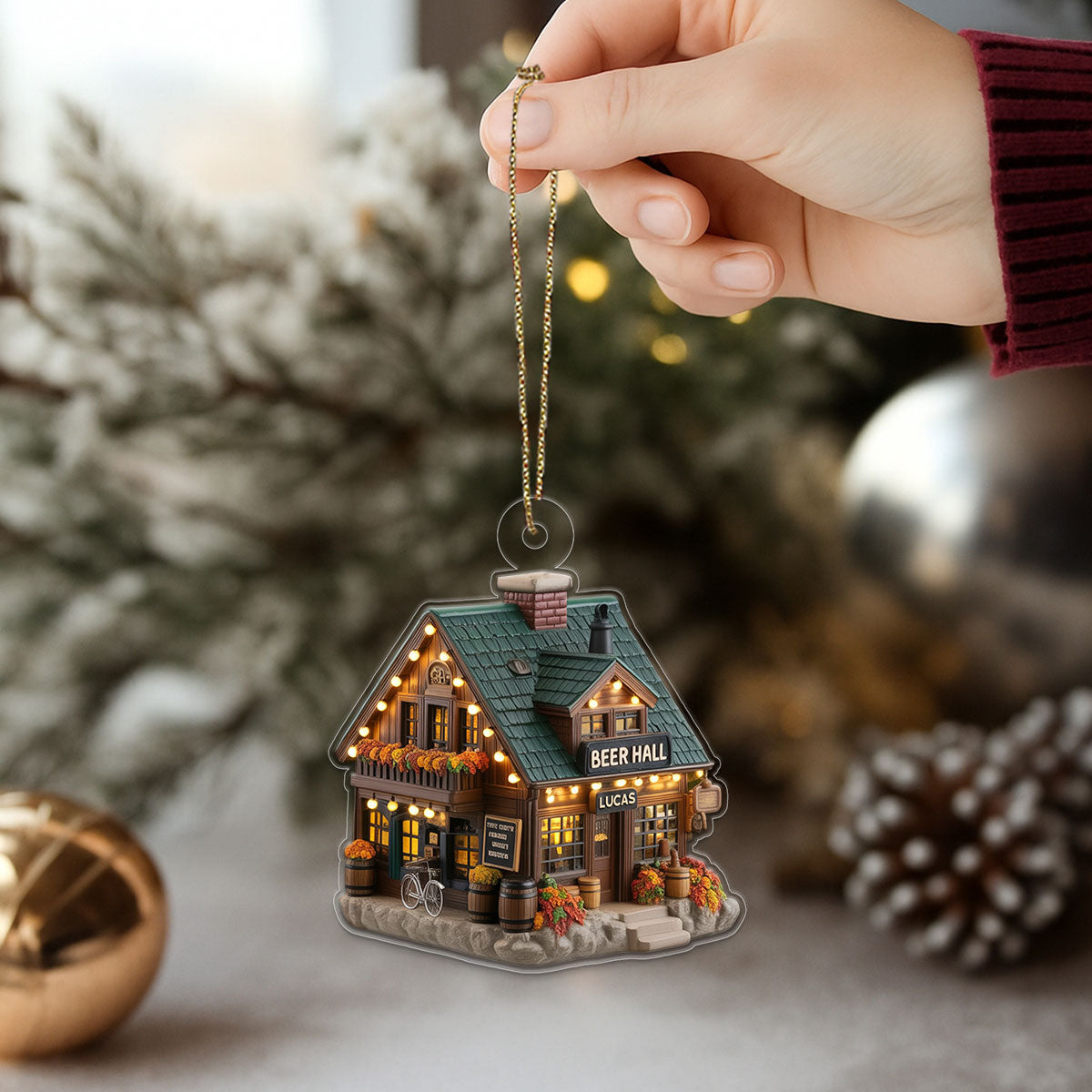 Custom Name Beer Hall Acrylic Ornament Christmas Gift