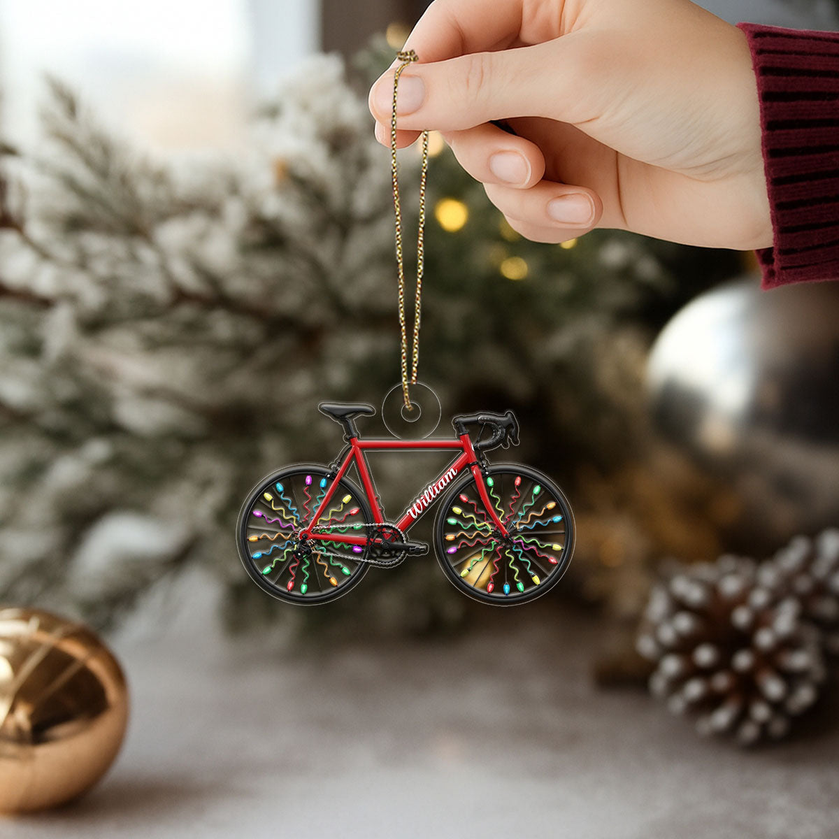 Custom Name Bicycle Xmas Acrylic Ornament Christmas Gift