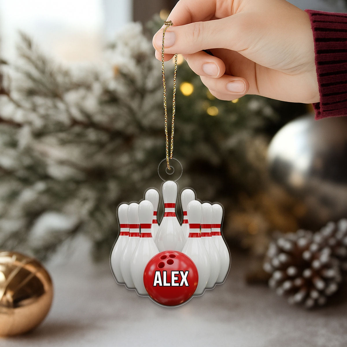 Custom Name Bowling Player copy Acrylic Ornament Christmas Gift