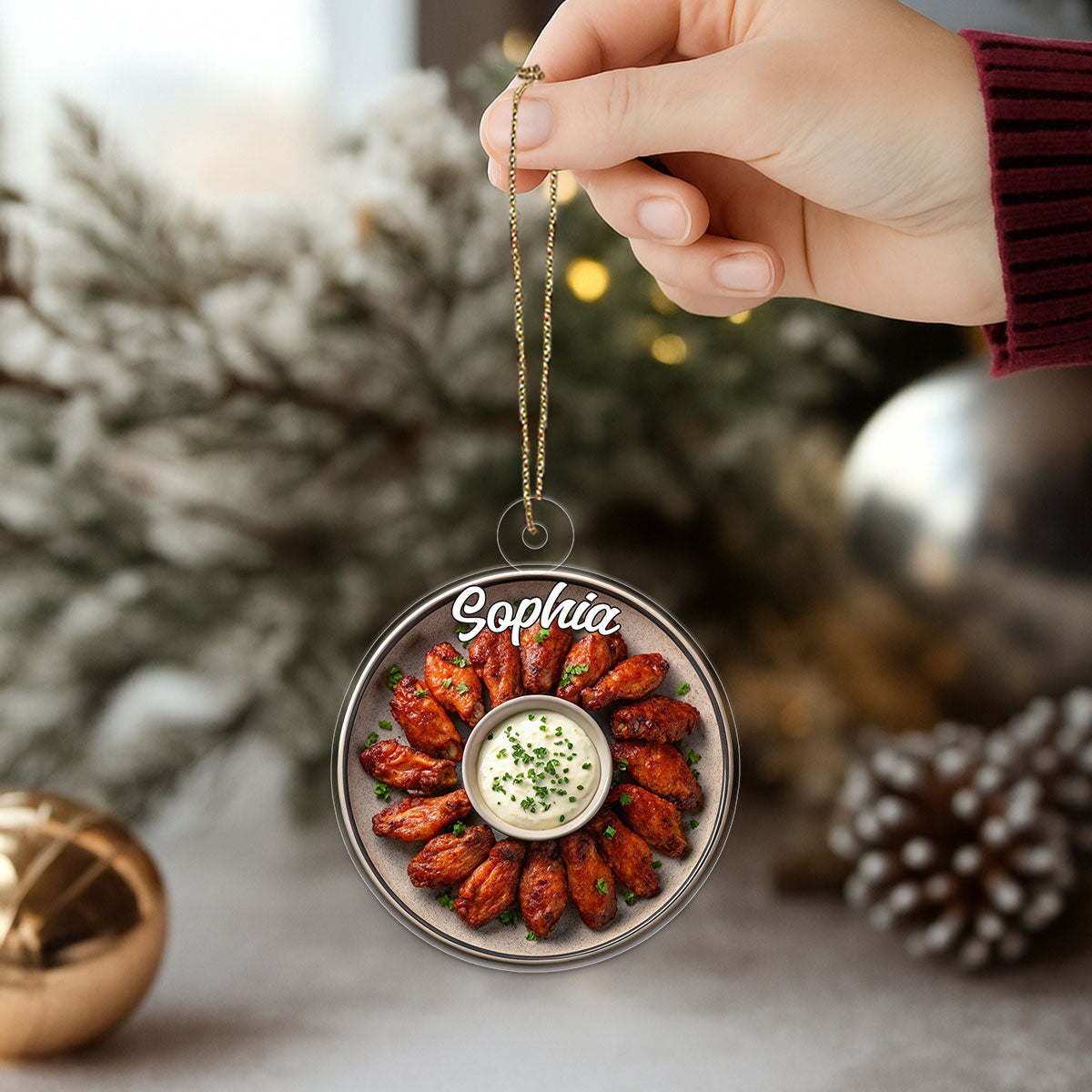 Custom Name Buffalo Chicken Wings Acrylic Ornament Christmas Gift