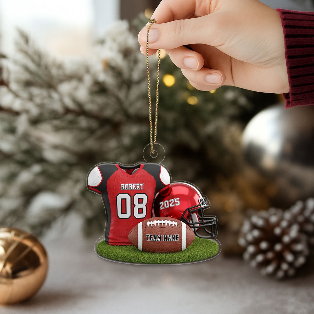 Custom Name Football Player Uniform Acrylic Ornament Christmas Gift