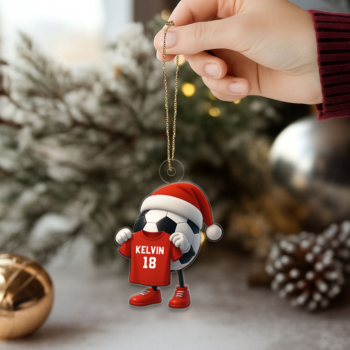 Custom Name Soccer Christmas Acrylic Ornament Christmas Gift