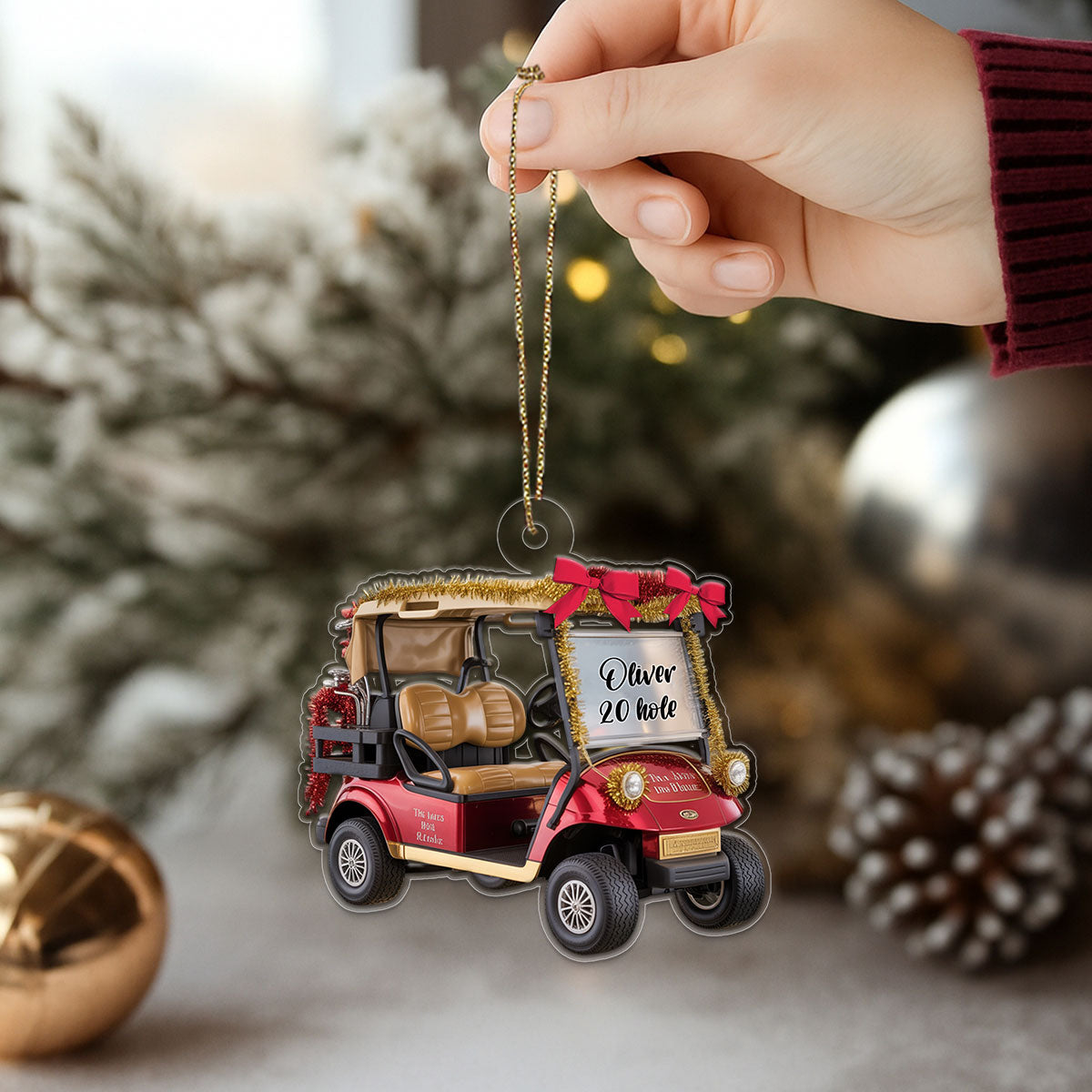 Custom Name Golf Car Christmas Acrylic Ornament Christmas Gift