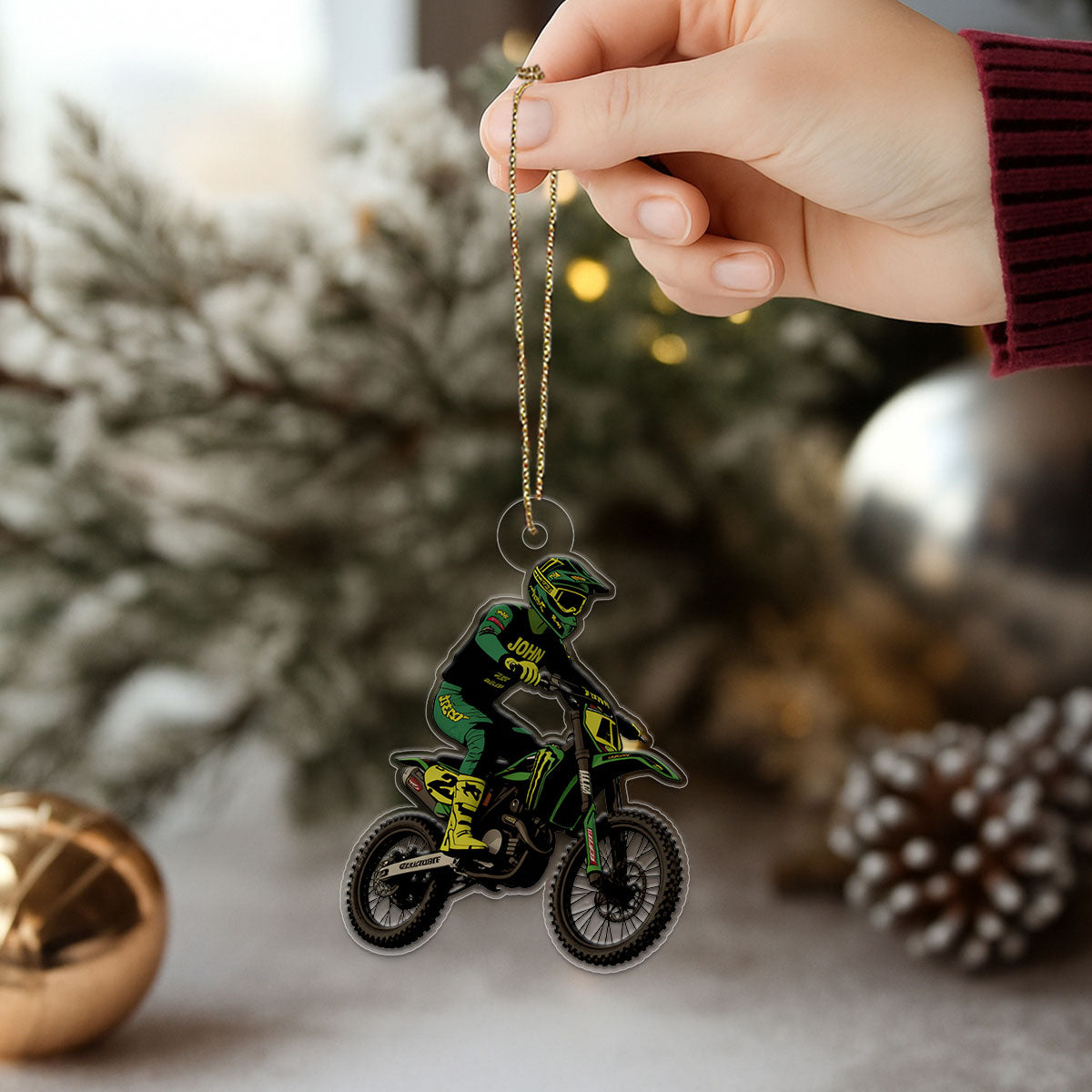 Custom Name Motocross Christmas Ornament-1 Acrylic Ornament Christmas Gift