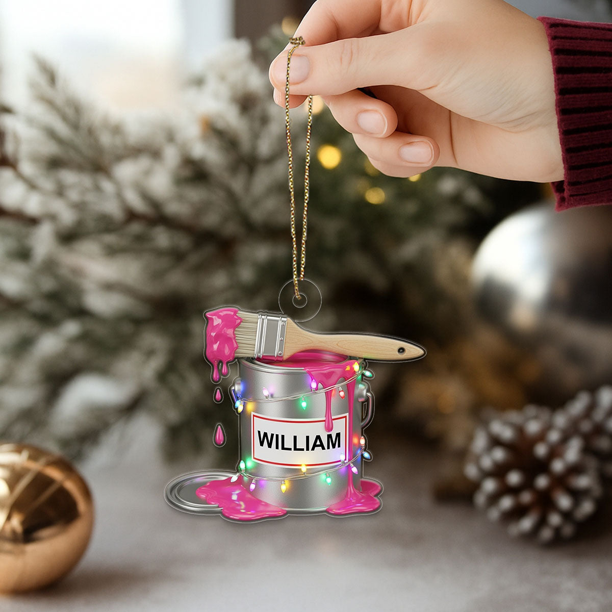 Custom Name Paint Bucket for Painters Acrylic Ornament Christmas Gift
