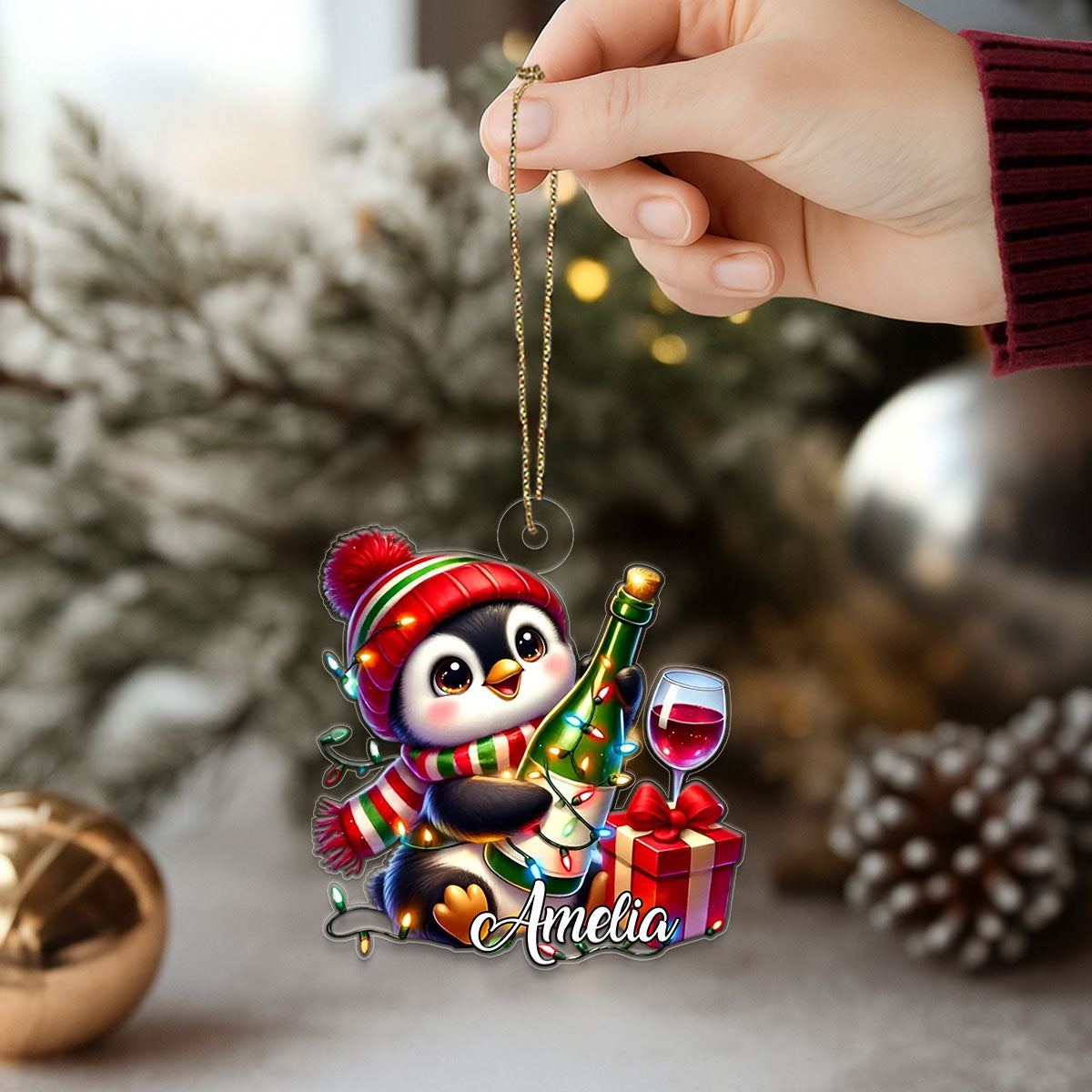 Custom Name Penguin Wine Lover