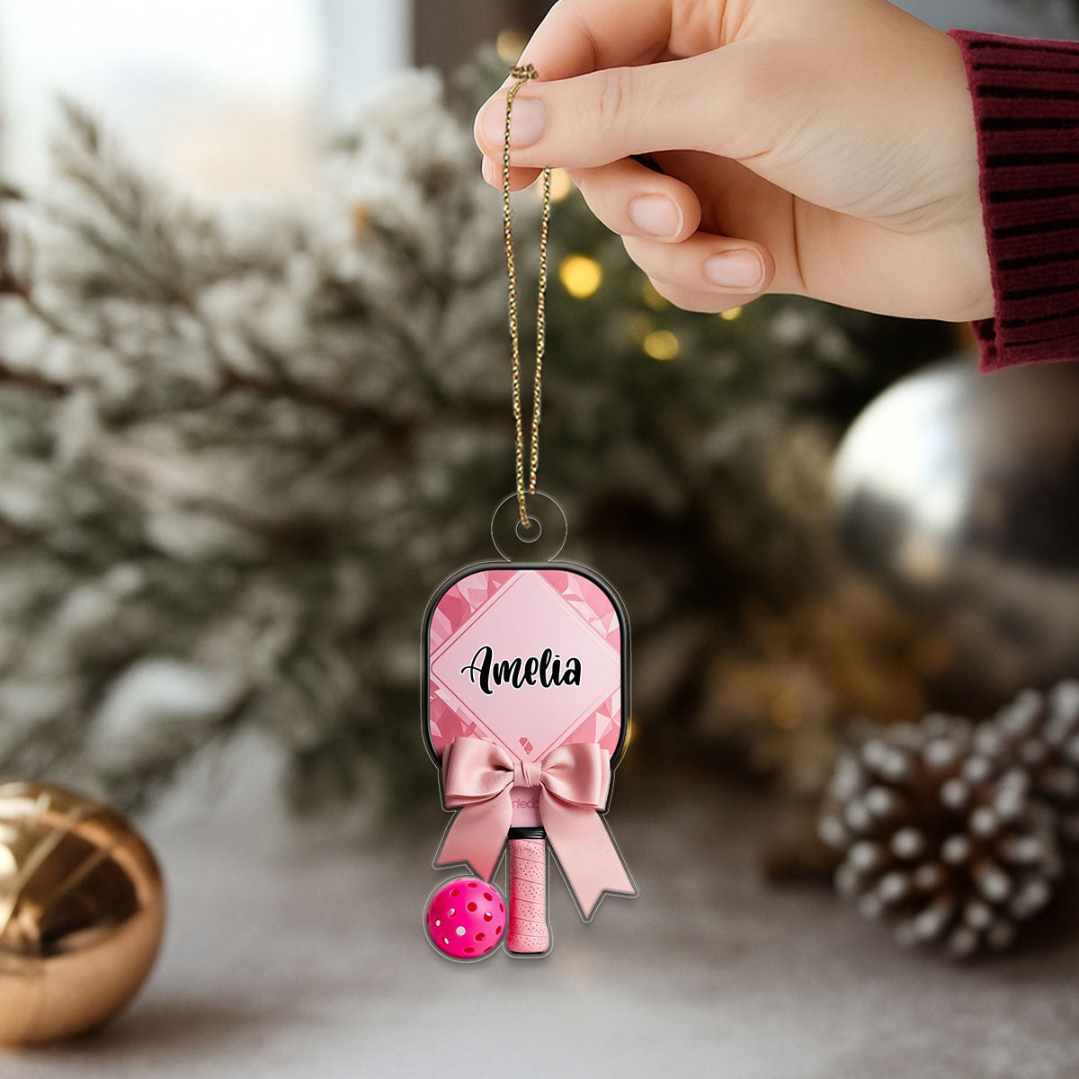 Custom Name Pickleball For Girl Acrylic Ornament Christmas Gift