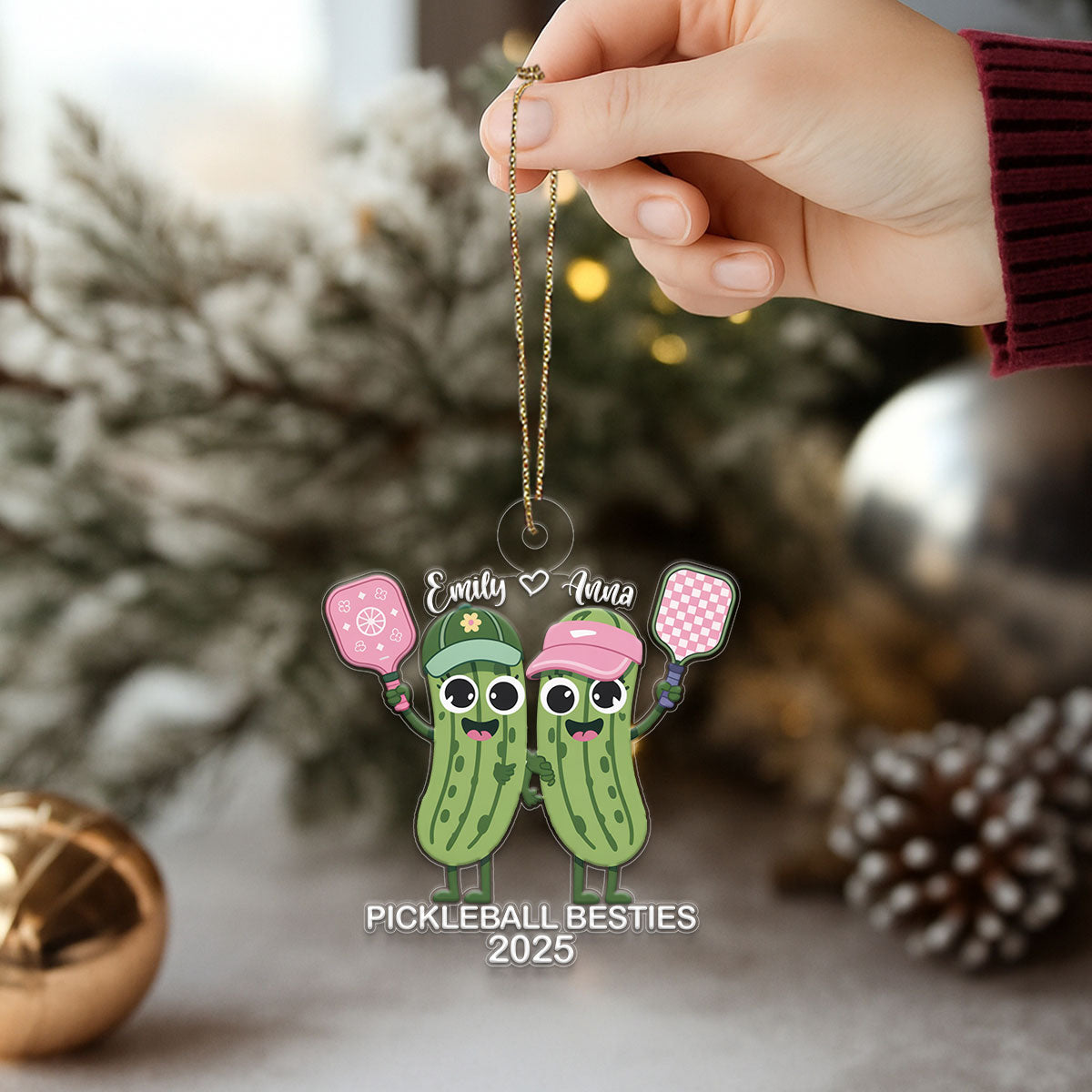 Custom Name Pickleball Friendship Acrylic Ornament Christmas Gift