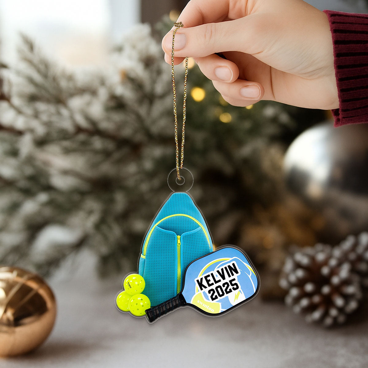 Custom Name Pickleball Player Acrylic Ornament Christmas Gift