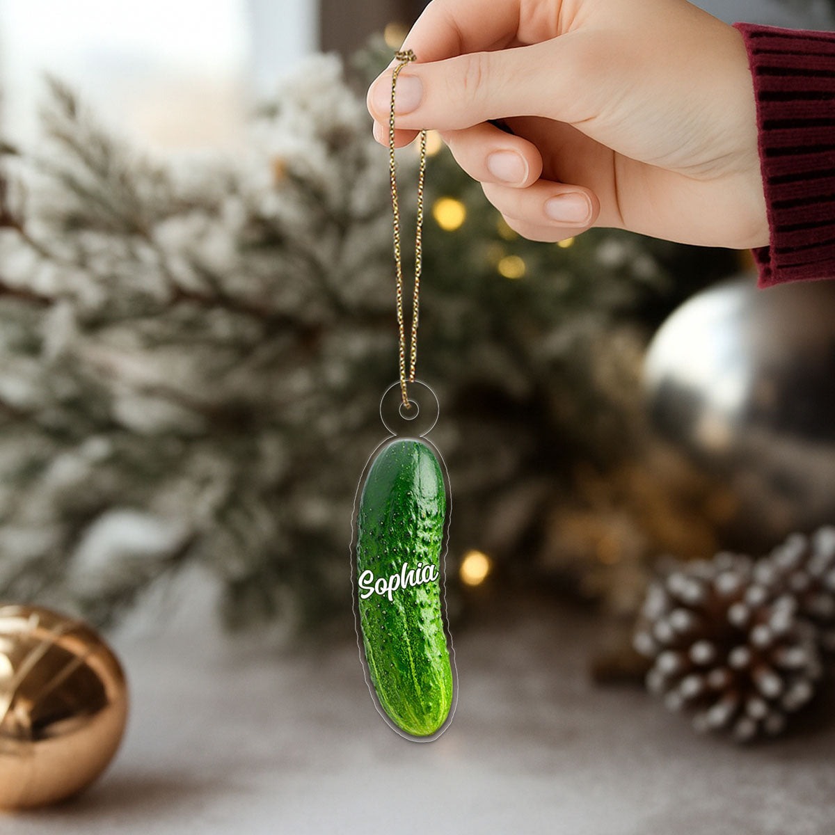 Custom Name Cucumber Xmas Acrylic Ornament Christmas Gift