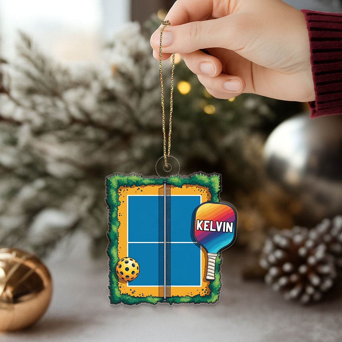 Custom Name Pickleball Xmas Acrylic Ornament Christmas Gift
