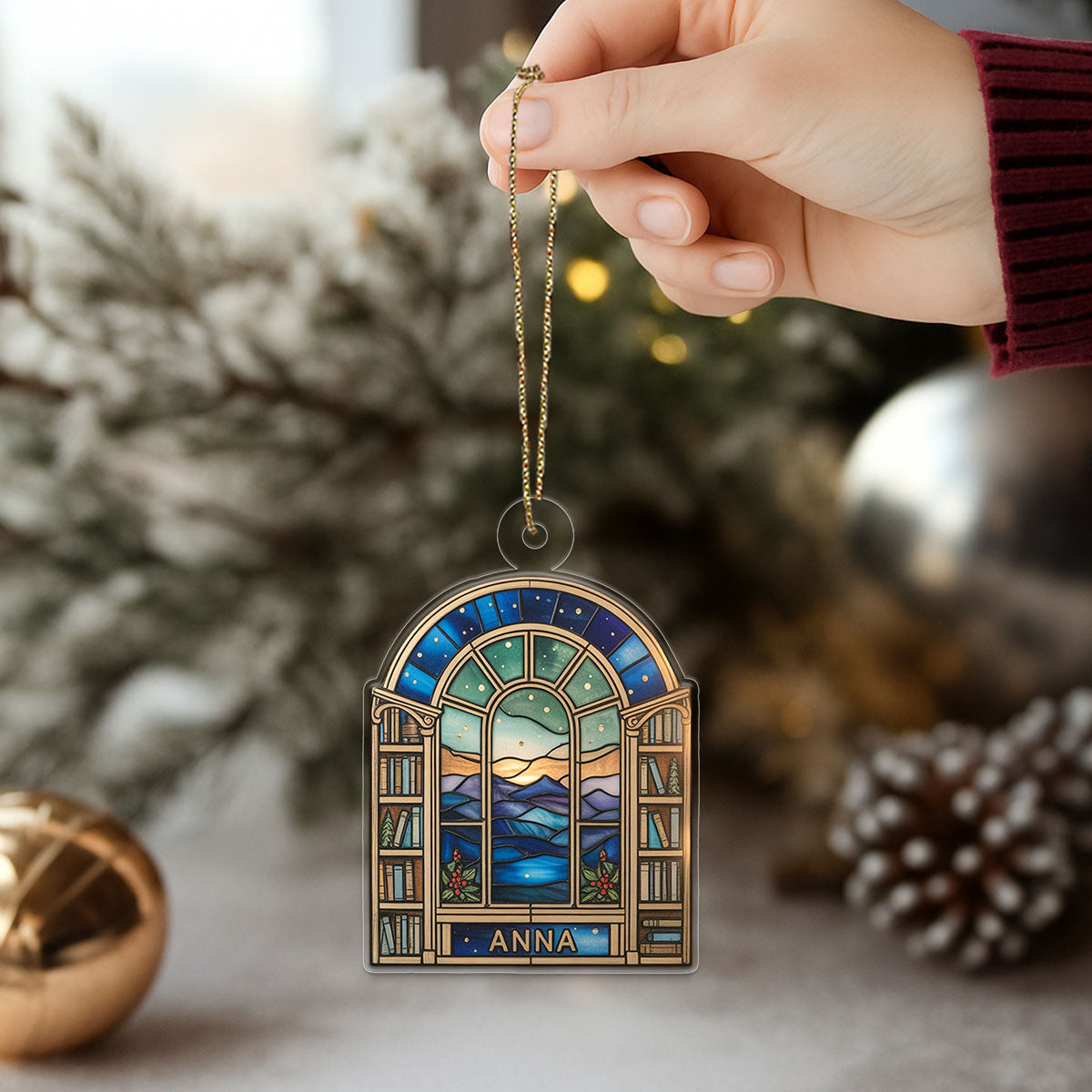 Custom Name Reading Lover Acrylic Ornament Christmas Gift