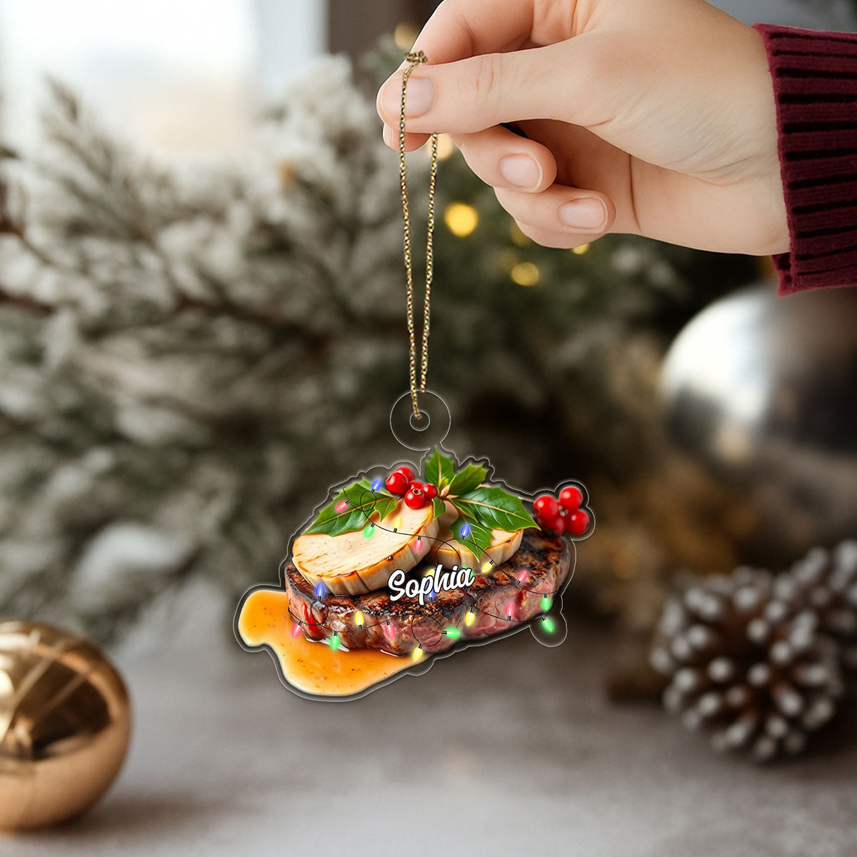 Custom Name Steak Lover Acrylic Ornament Christmas Gift