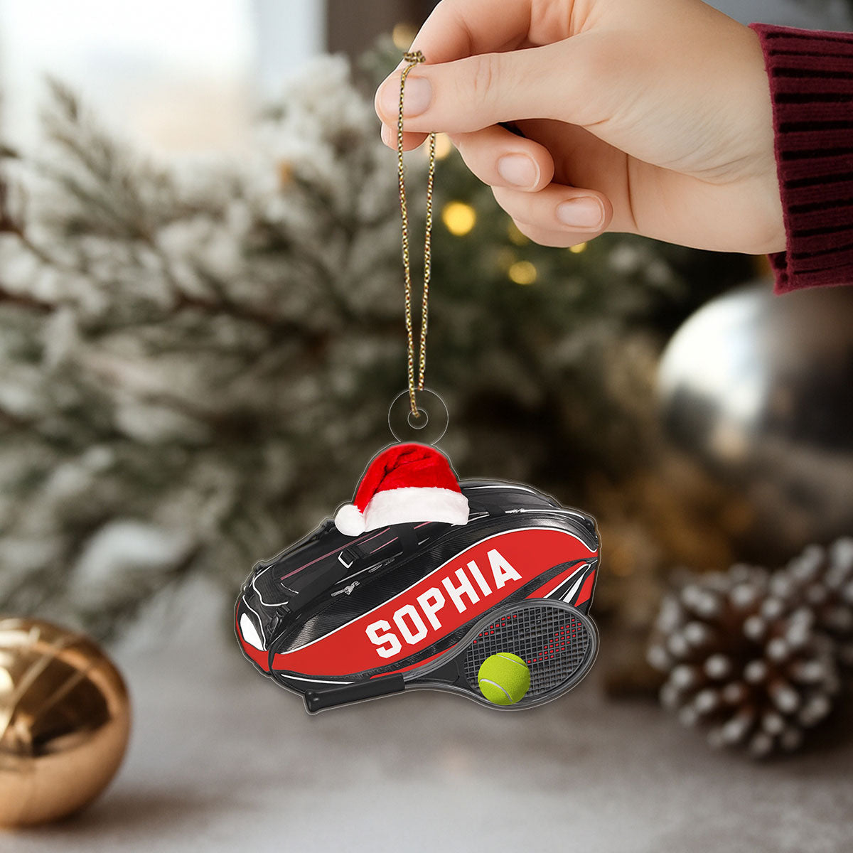 Custom Name Tennis Player Xmas Gift Acrylic Ornament Christmas Gift