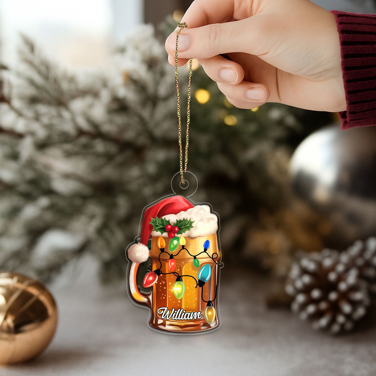 Custom Name Xmas Beer Acrylic Ornament Christmas Gift