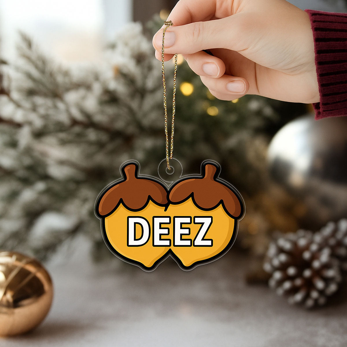 Deez Nuts Ornament, Funny Meme Gag Gift, Christmas Ornament, Holiday Humor Decoration, Adult Christmas Keepsake