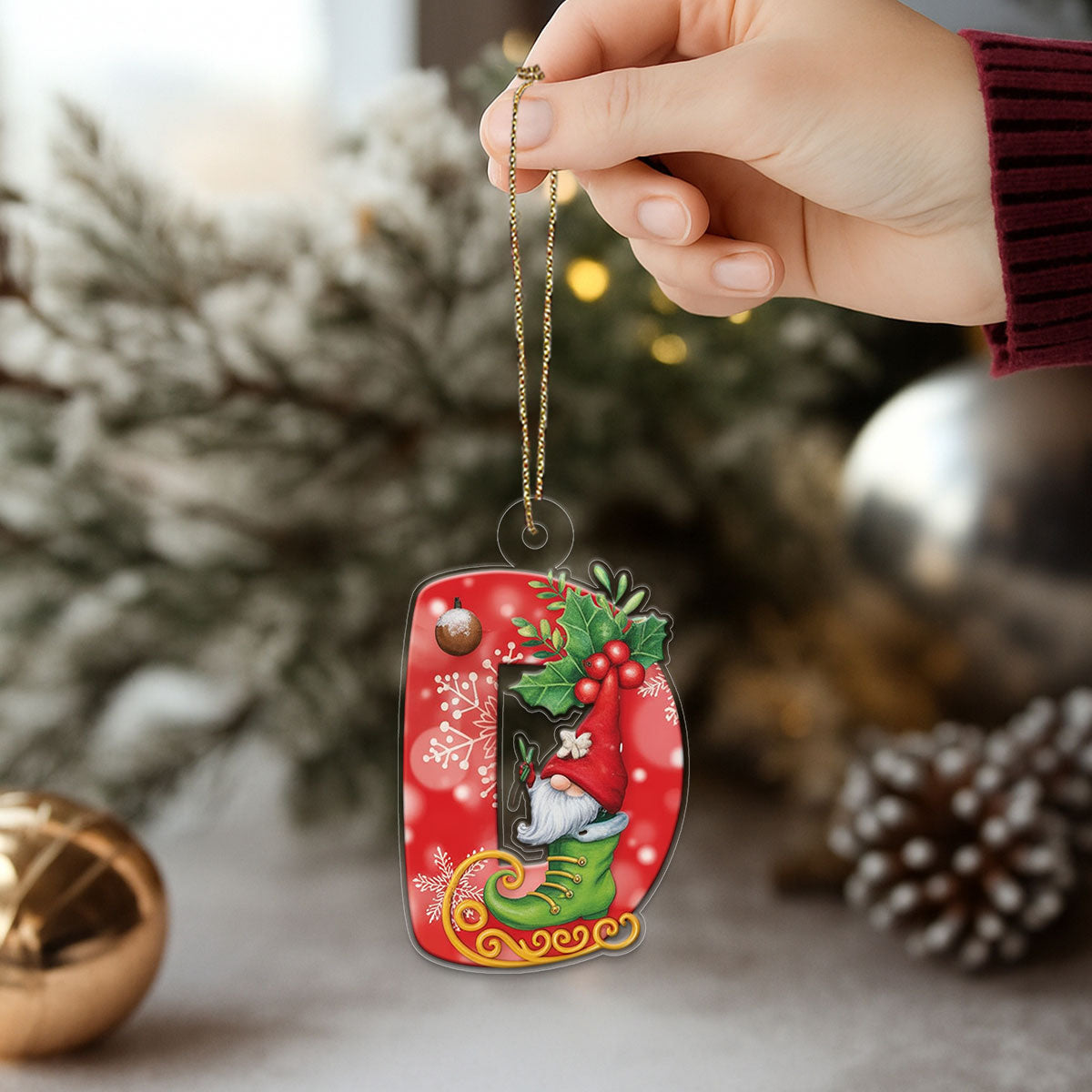 Letter D Xmas Tree Acrylic Ornament Christmas Gift