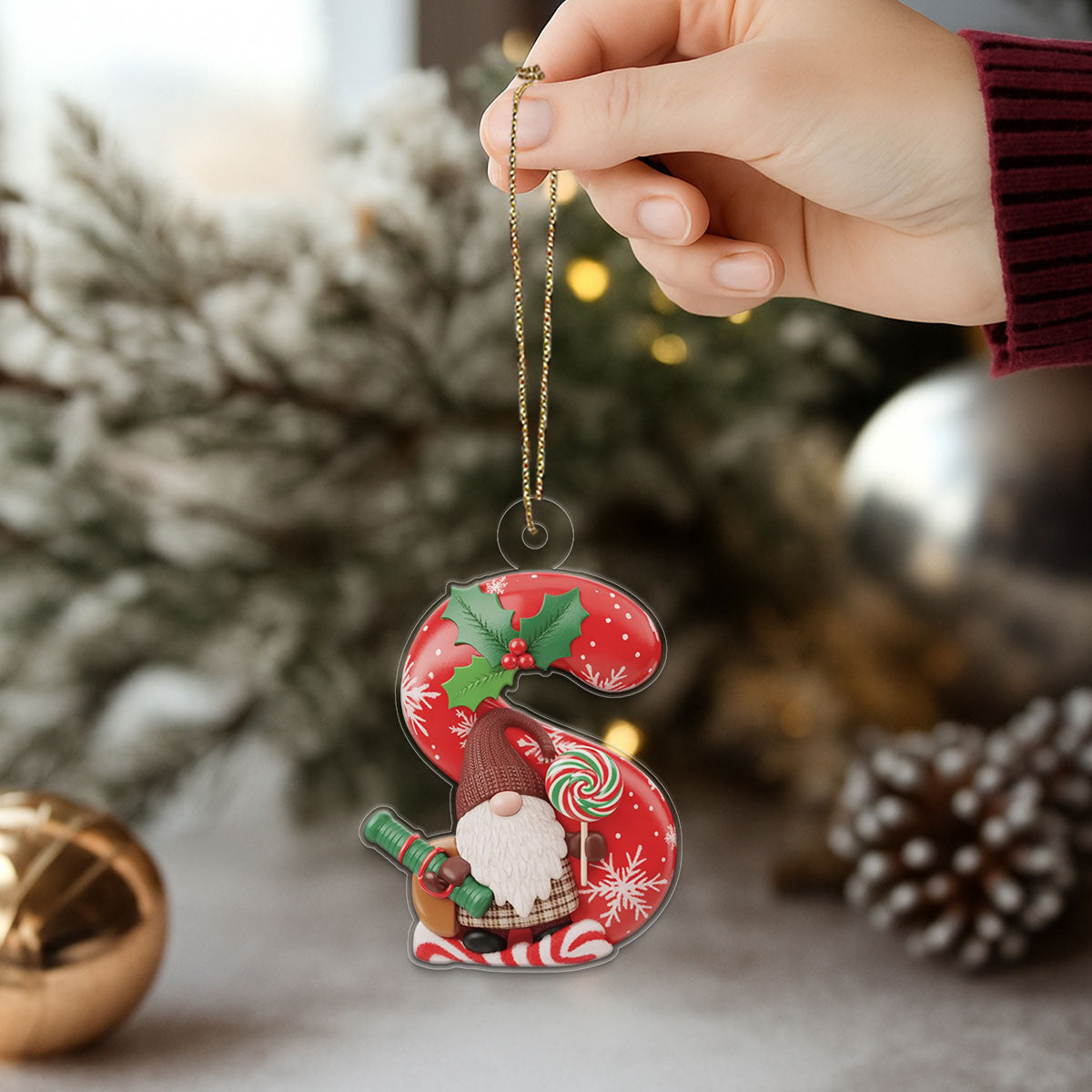 Ornament Christmas Initial Letter S Acrylic copy Acrylic Ornament Christmas Gift