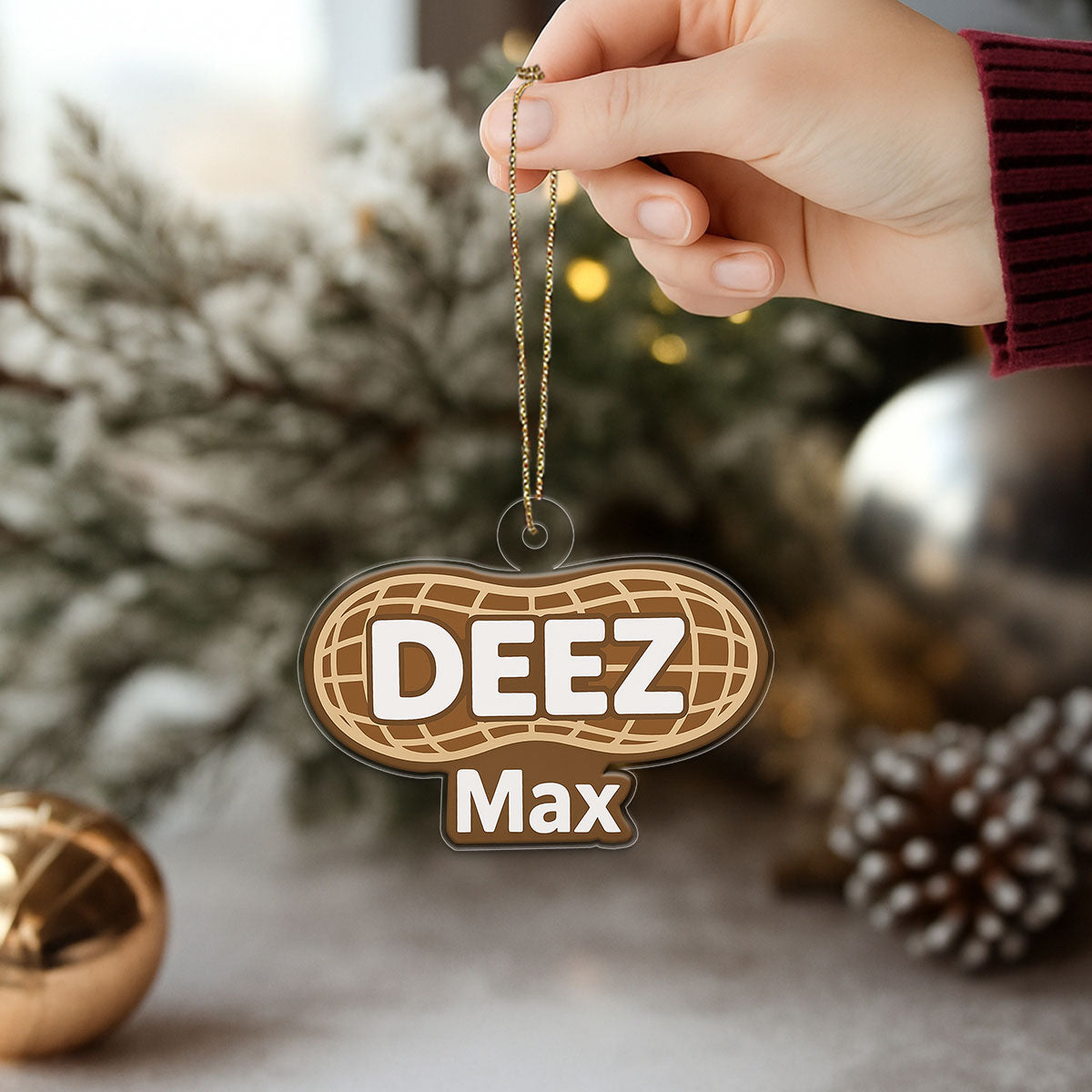 Personalized Deez Nuts Ornament, Funny Meme Gag Gift, Christmas Ornament, Holiday Humor Decoration, Adult Christmas Keepsake