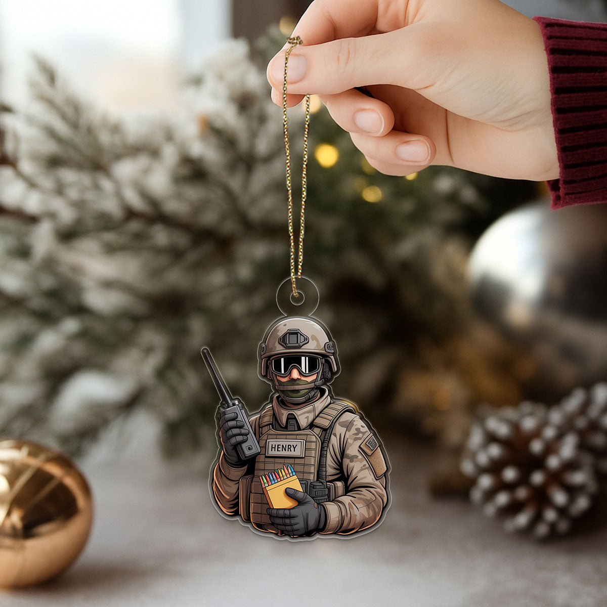 Personalized Funny Veterans For Military Acrylic Ornament Christmas Gift