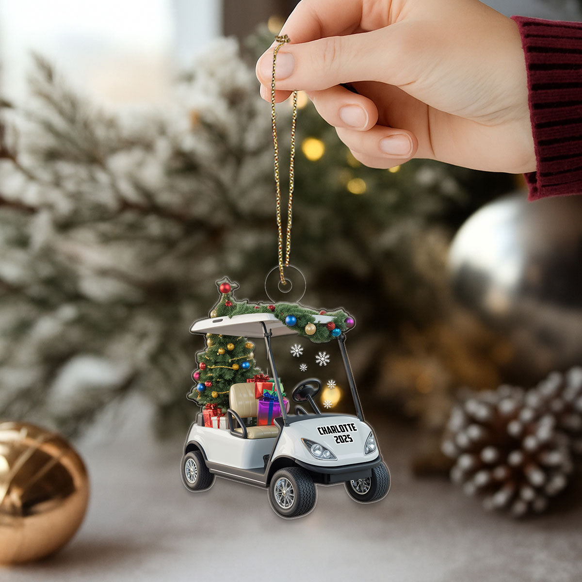 Personalized Golf Cart Xmas Gift Acrylic Ornament Christmas Gift