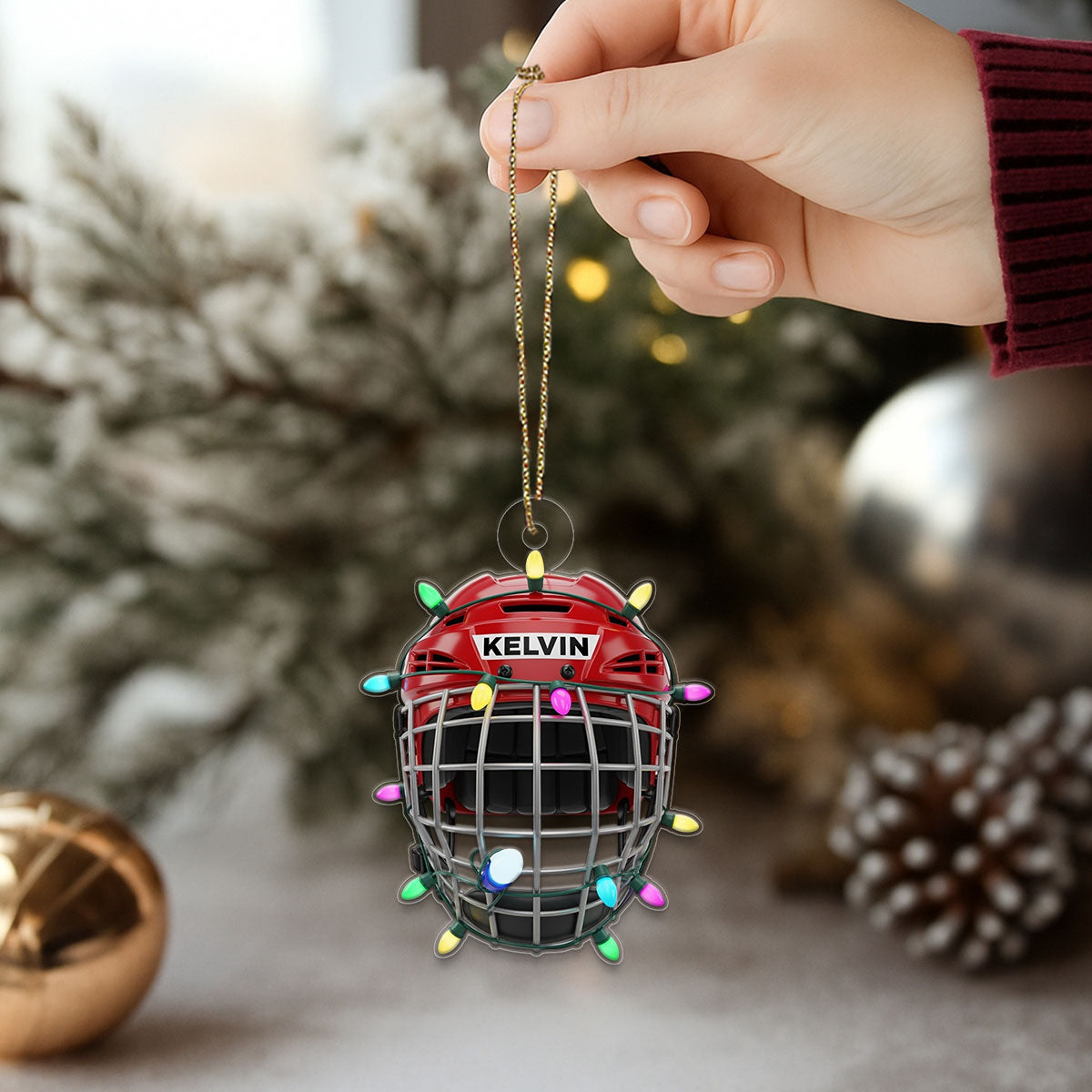 Personalized Ice Hockey Helmet Acrylic Ornament Christmas Gift