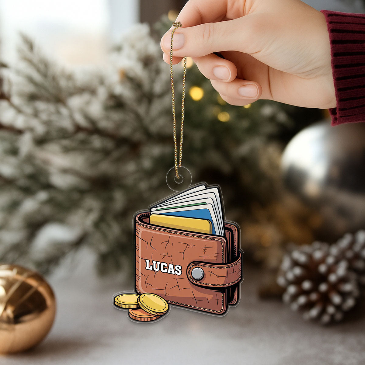 Personalized Men Wallet Ornament, Custom Christmas Ornament for Him, Holiday Gift for Men, Unique Keepsake Decoration, Funny Xmas Ornament