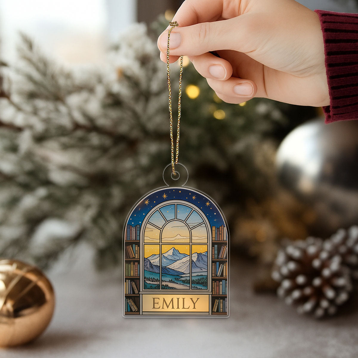 Personalized Night Court Bookshelf 4D Ornament 3 Acrylic Ornament Christmas Gift
