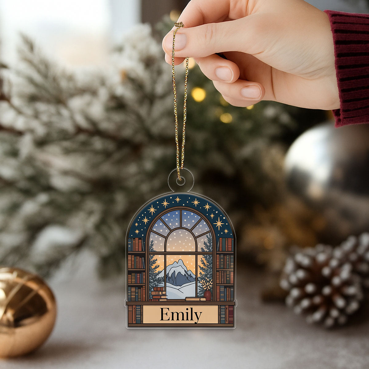 Personalized Night Court Bookshelf 4D Ornament 4 Acrylic Ornament Christmas Gift