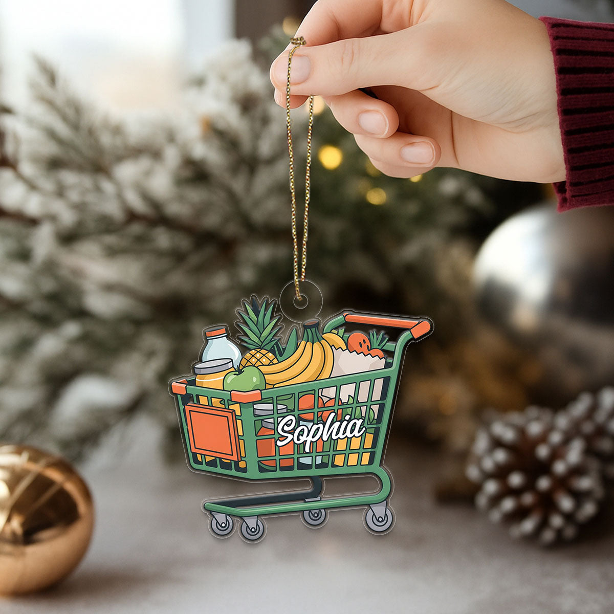 Personalized Shopping Cart Ornament, Custom Funny Christmas Ornament, Shopaholic Holiday Gift, Quirky Decoration, Unique Xmas Keepsake
