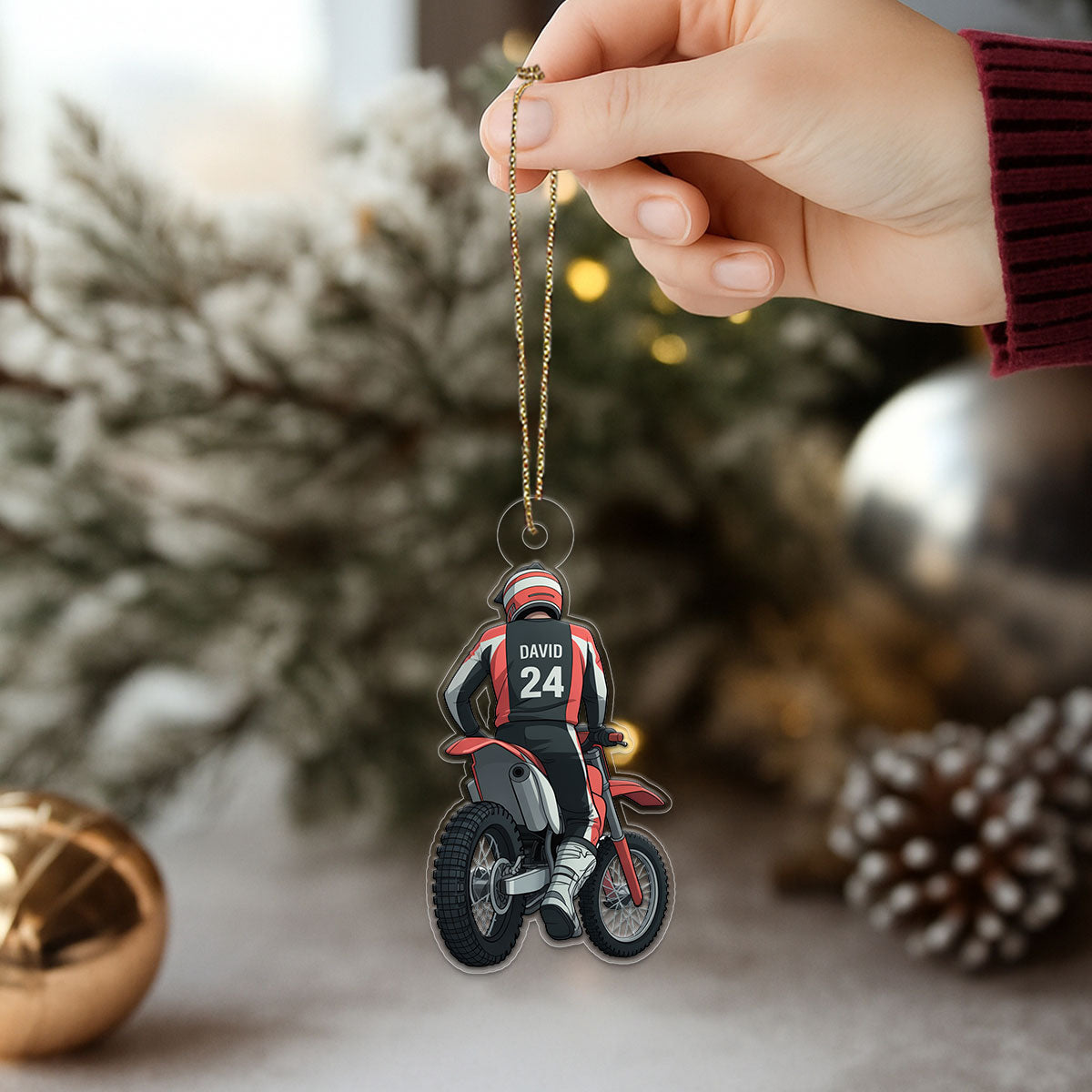 Custom Name  Biker Racer Acrylic Ornament Christmas Gift