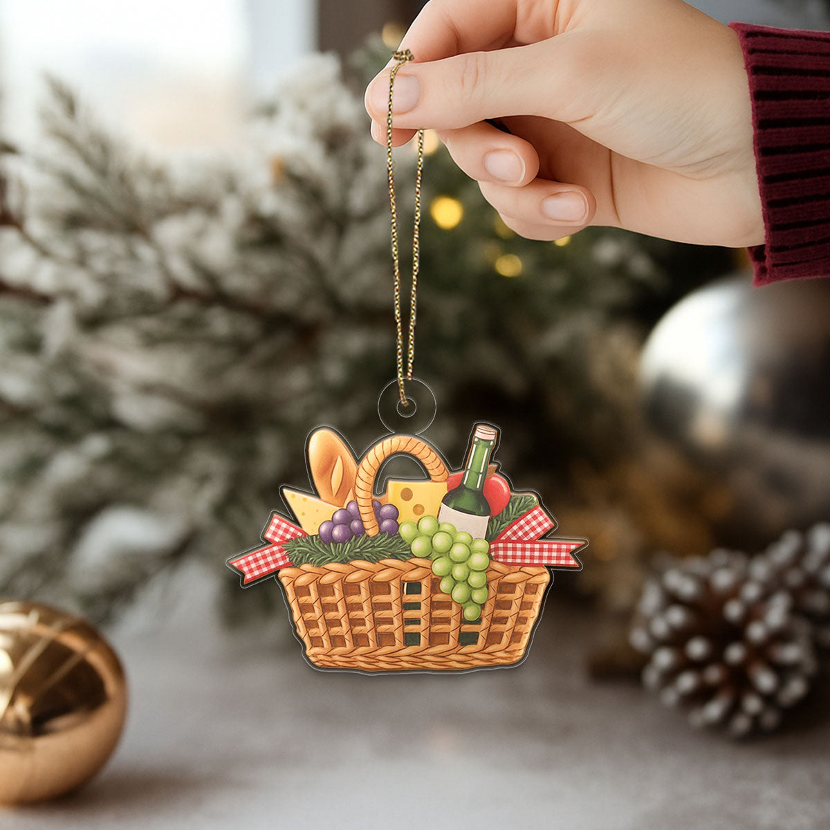 Personalized Picnic Basket Decorative Acrylic Ornament Christmas Gift