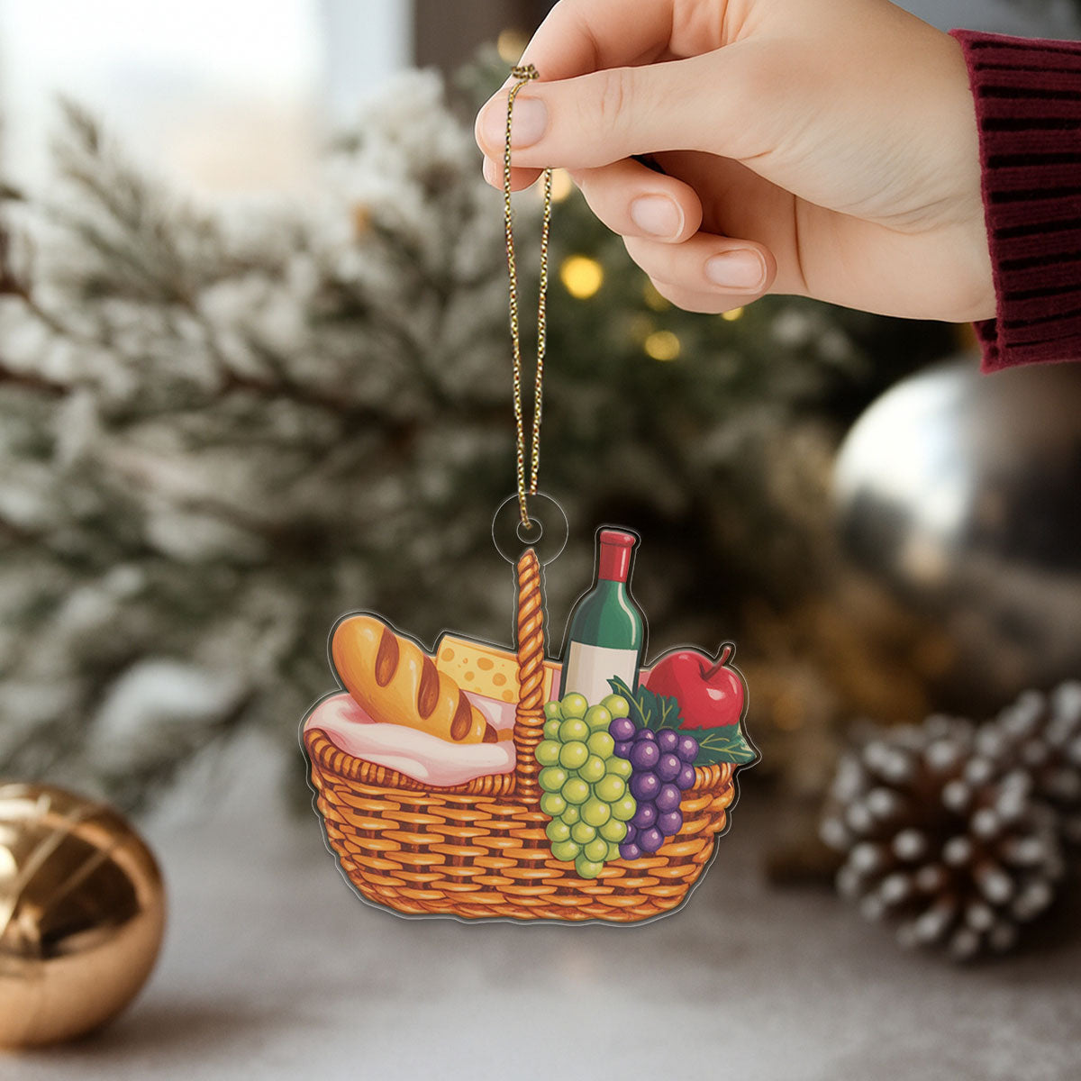 Custom Name Picnic Basket  Picnic Basket Decorative Acrylic Ornament Christmas Gift