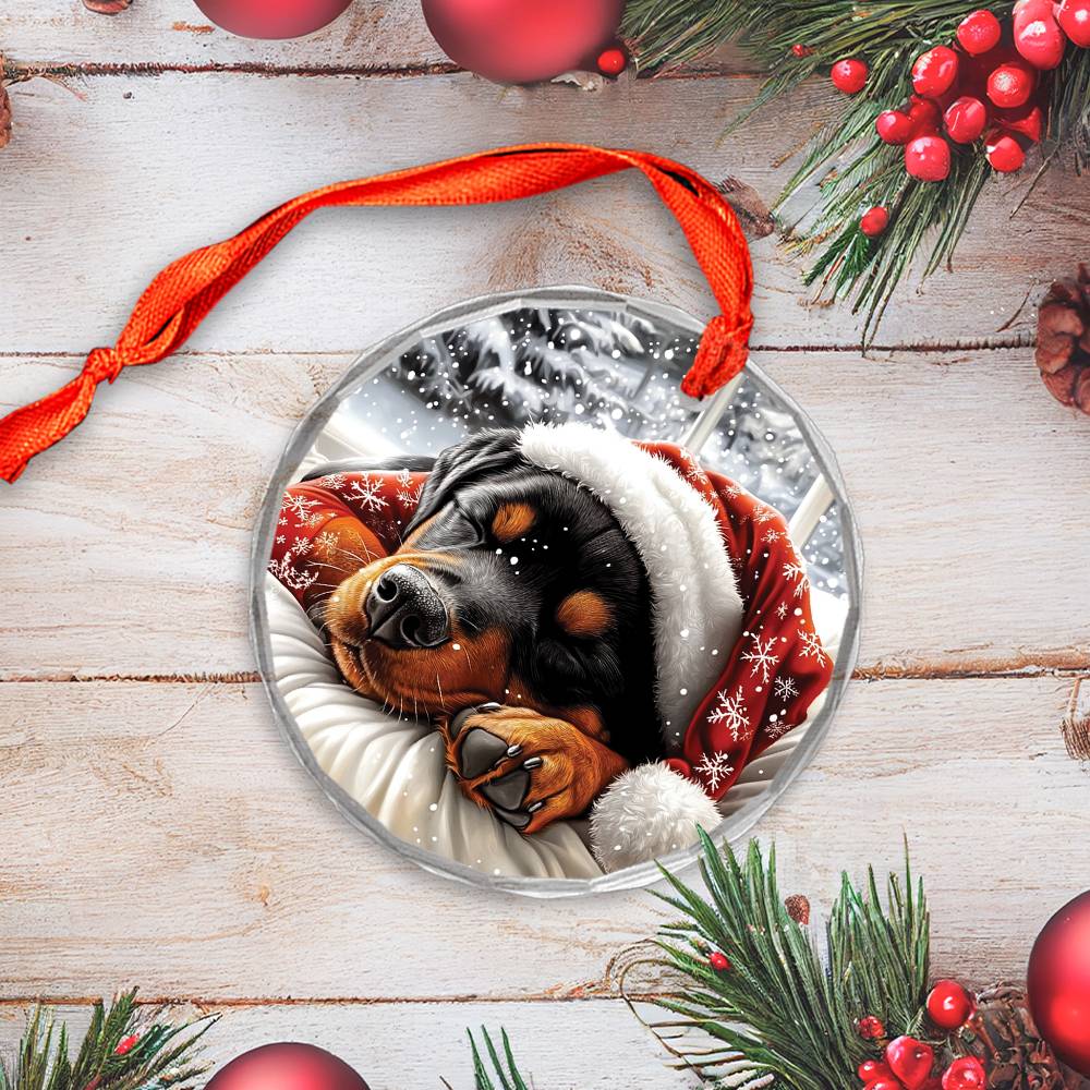 Rottweiler Dog Sleeping In Bed Design 3