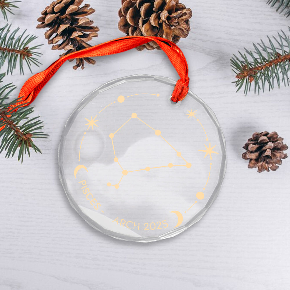 Zodiac signs glass ornament
