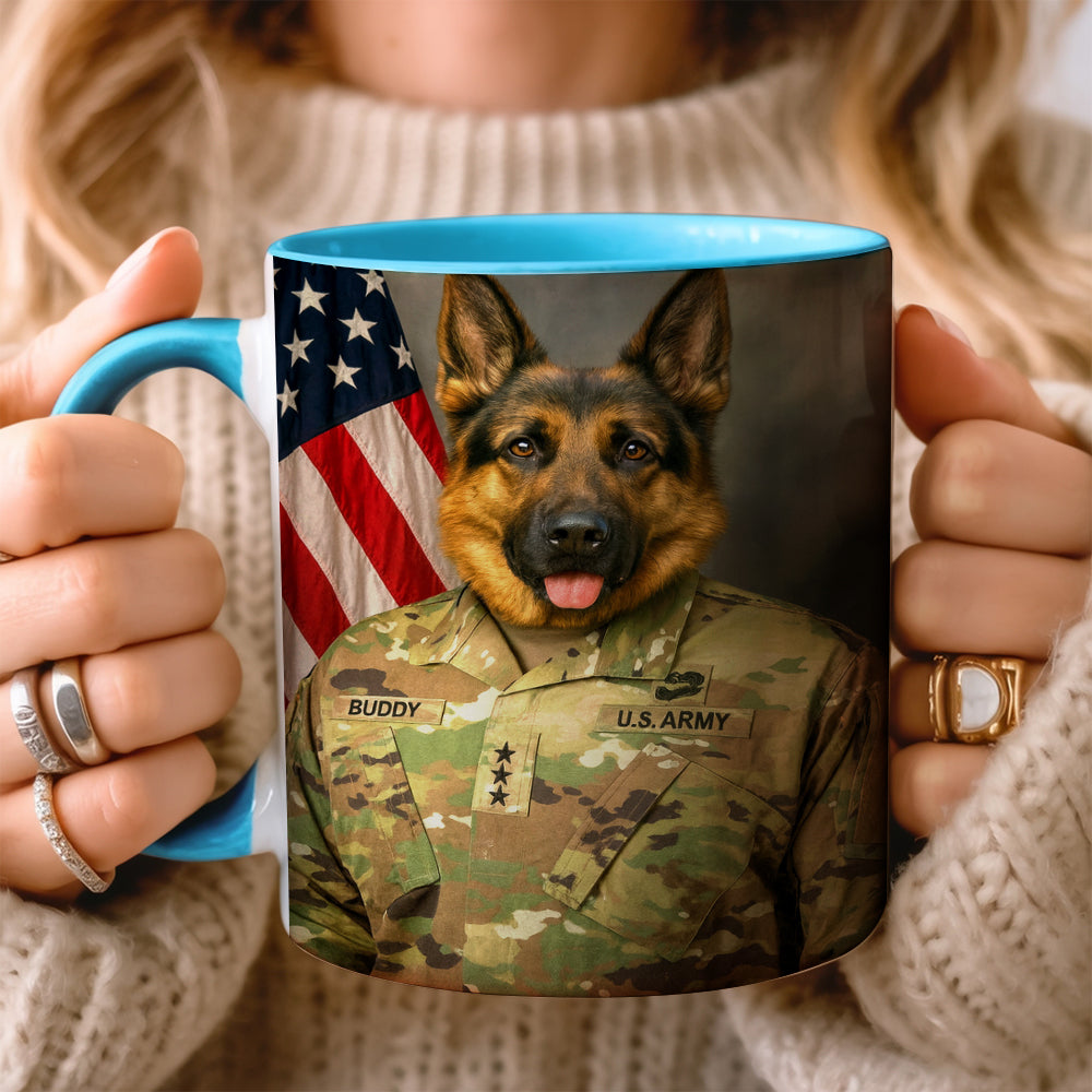 Custom Dog Photo Us Army Mug _ Gift For Dog Lovers