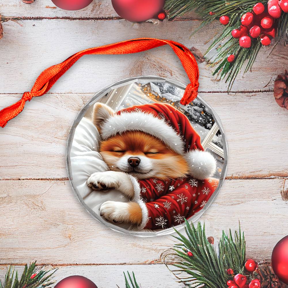Pomeranian Dog Sleeping In Bed Design 1