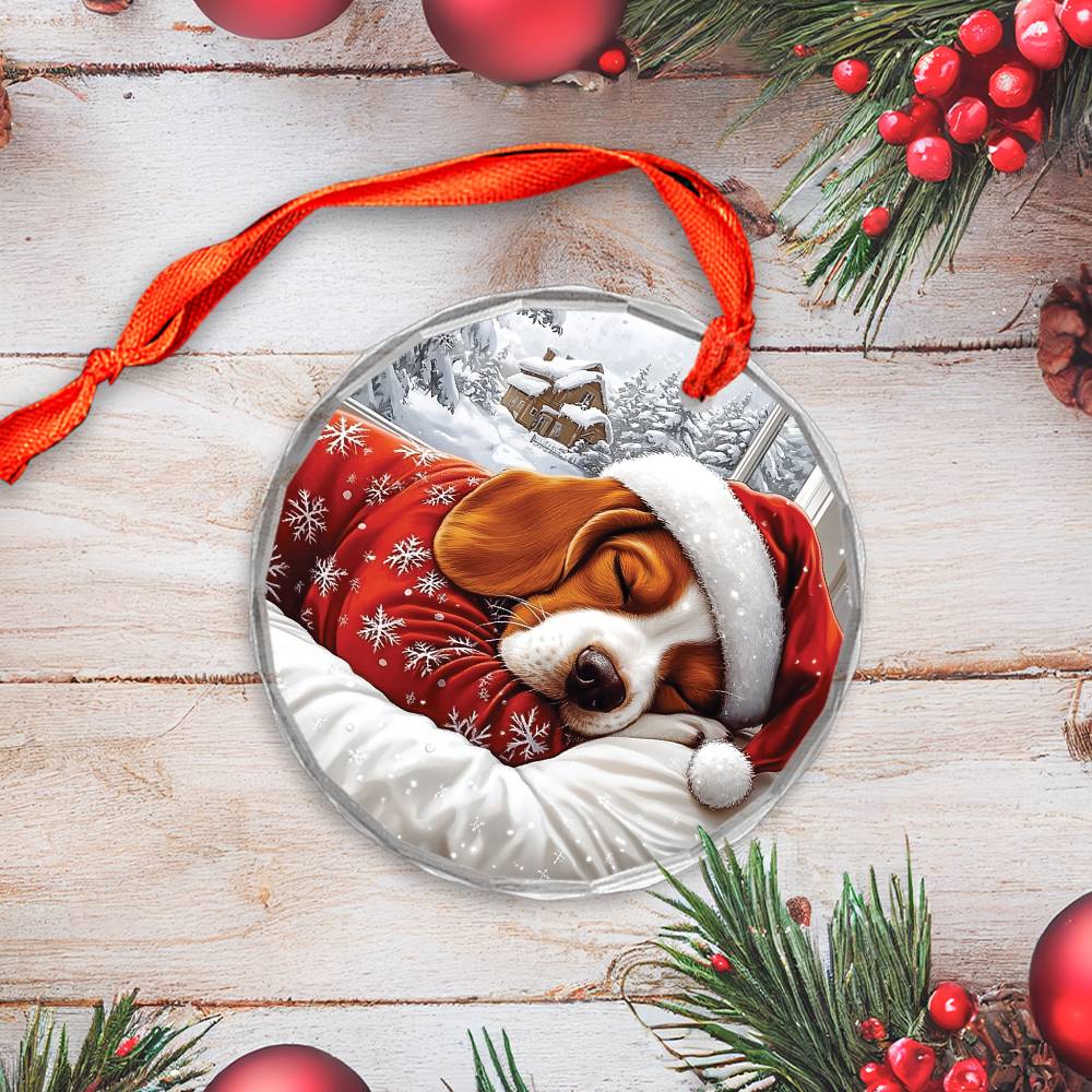 Basset Hound Dog Sleeping In Bed Design 4