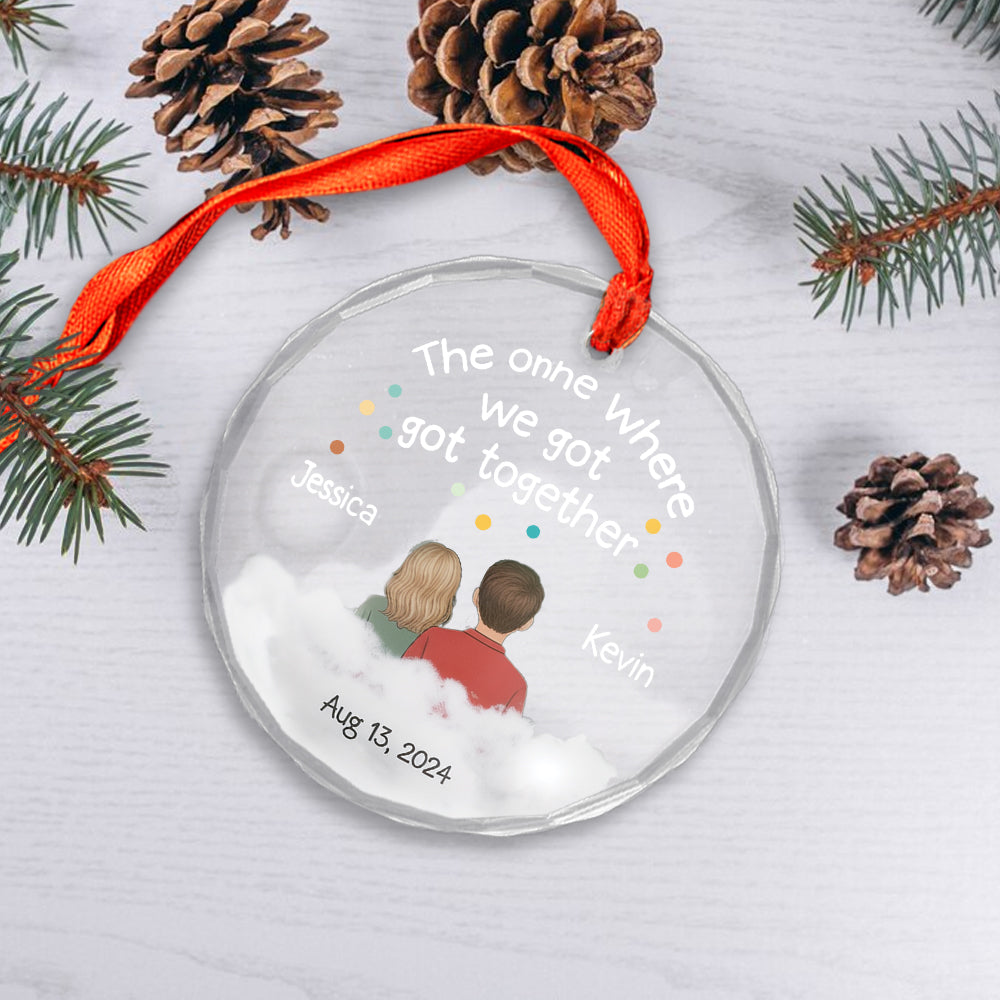 The One Where We Got Married - Personalized Circle Glass Ornament