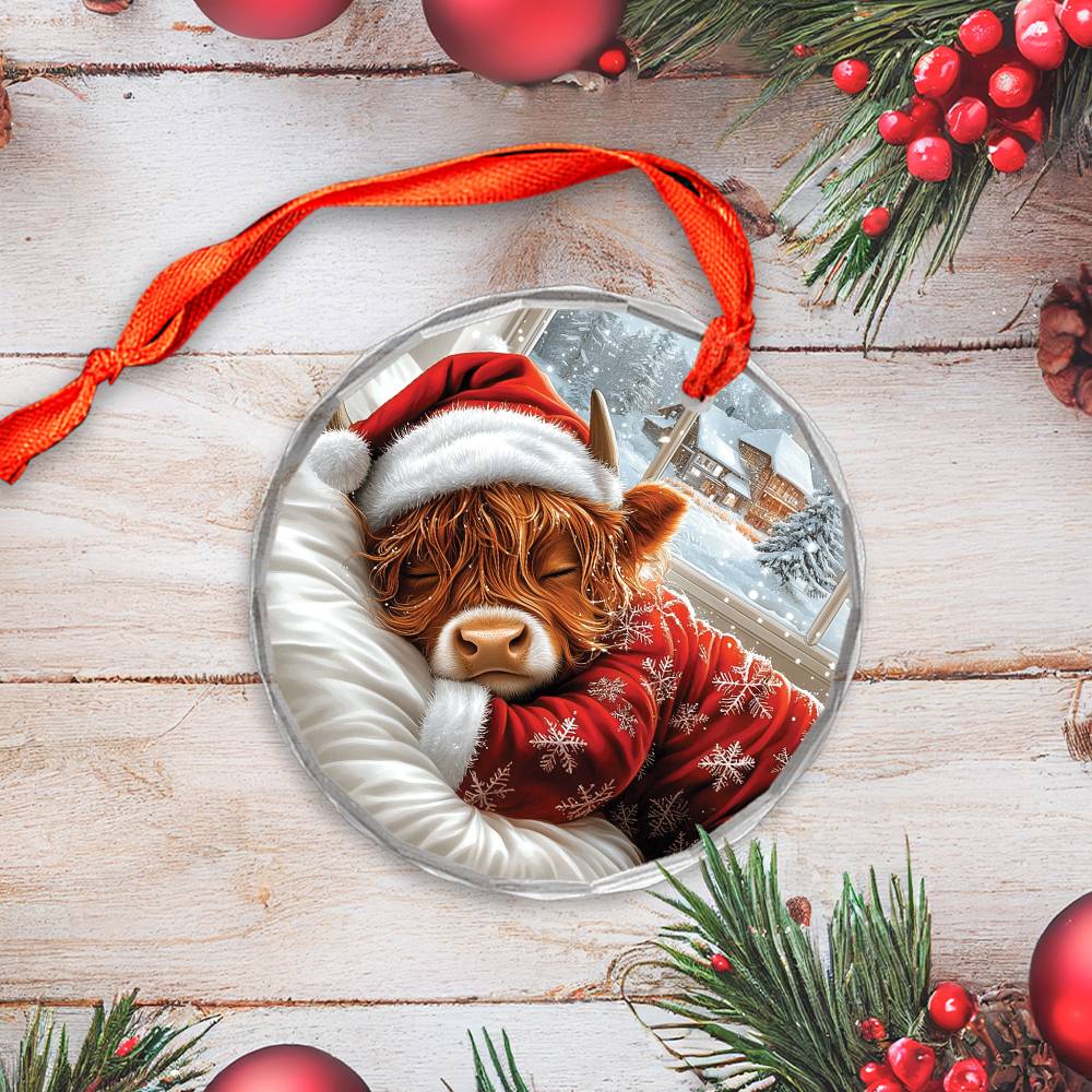 Highland Cow Sleeping In Bed Design 1