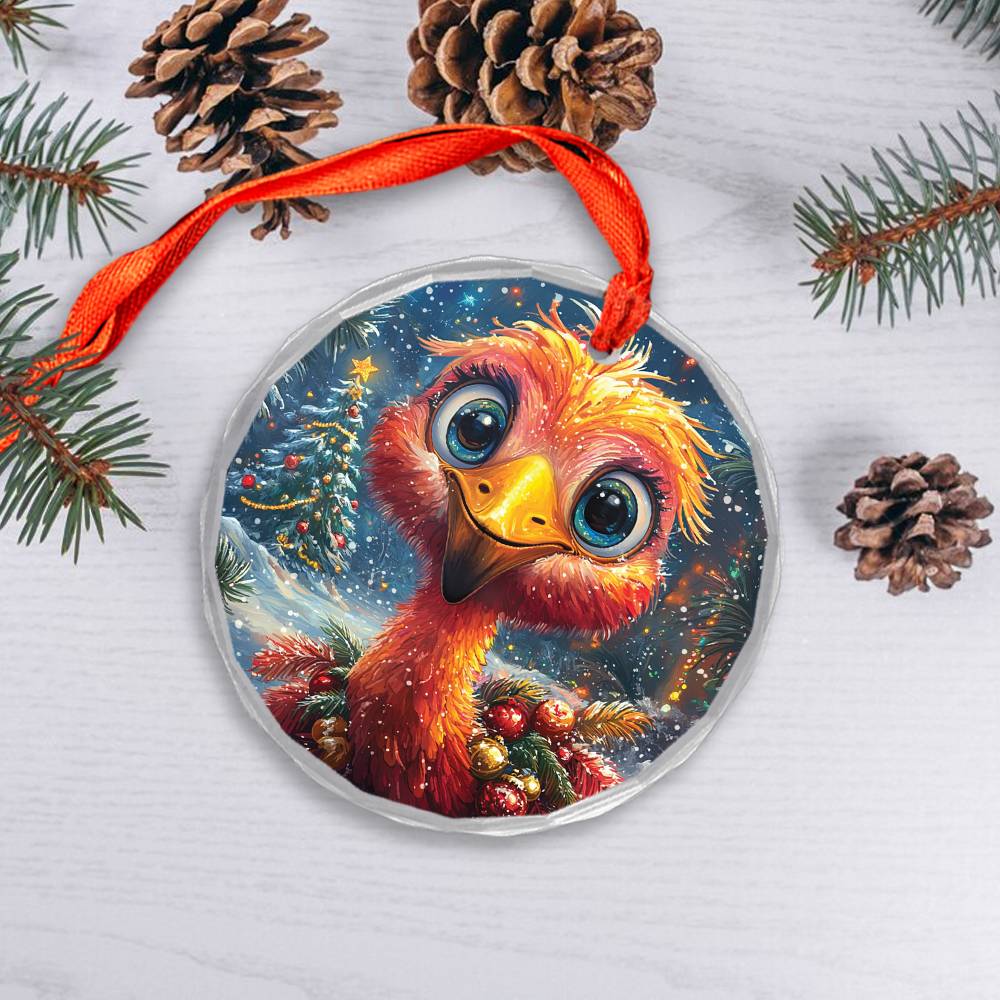 Beautiful Flamingo Christmas Night Design 3 Glass Ornament