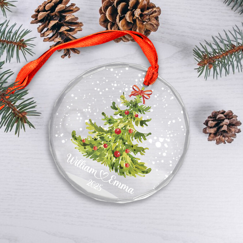 Custom Name Engaged Couple Xmas Tree