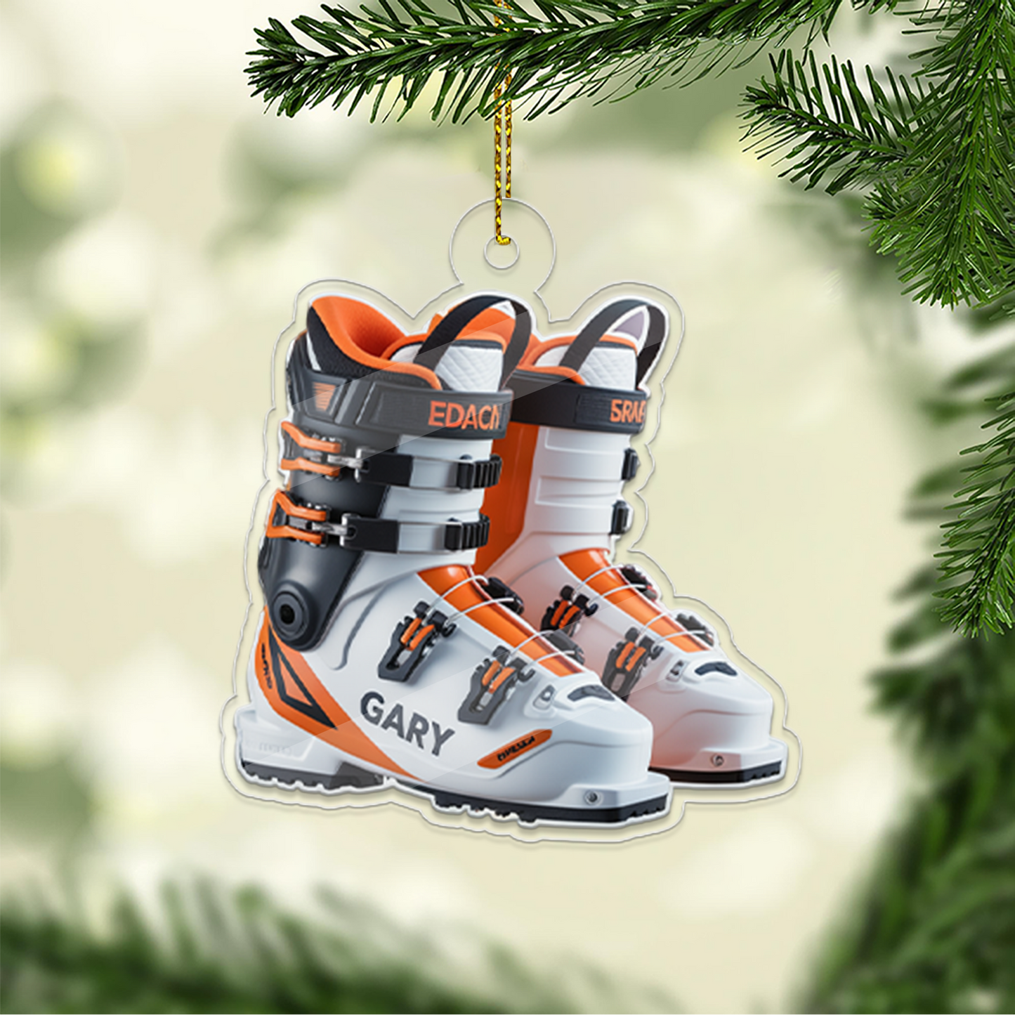 Custom Name Ski Boots Christmas Ornament Acrylic Ornament Christmas Gift